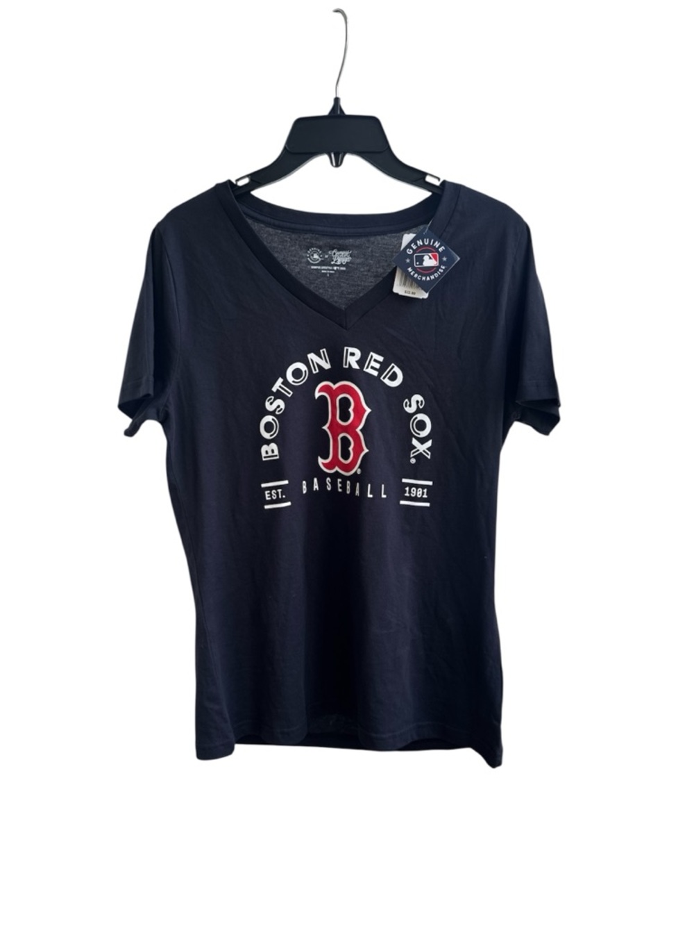 navy black Boston Red Sox V-neck T-shirt Women’s size Large